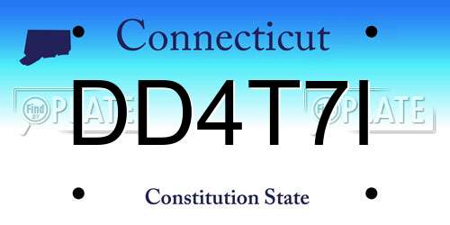 DD4T7I Connecticut License Plate