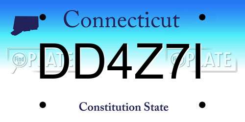 DD4Z7I Connecticut License Plate