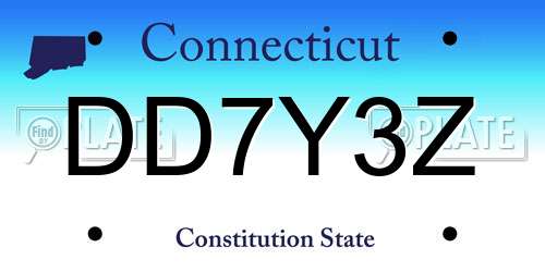 DD7Y3Z Connecticut License Plate
