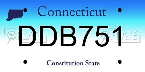 DDB751 Connecticut License Plate
