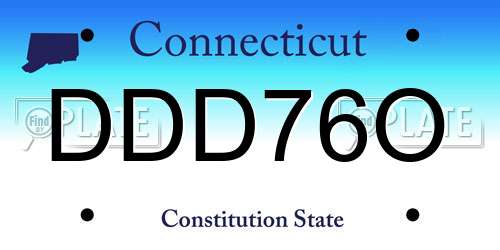 DDD76O Connecticut License Plate
