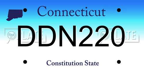 DDN220 Connecticut License Plate