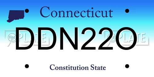 DDN22O Connecticut License Plate
