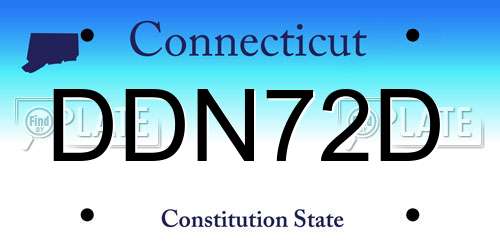 DDN72D Connecticut License Plate