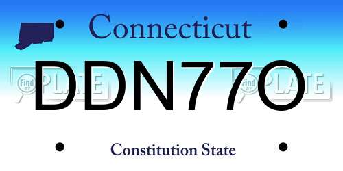 DDN77O Connecticut License Plate