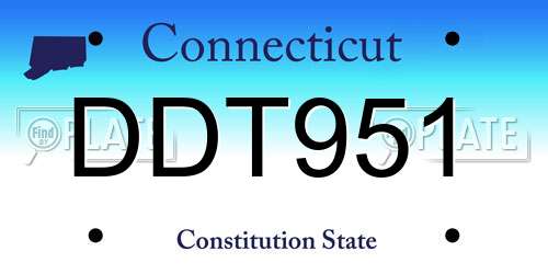 DDT951 Connecticut License Plate