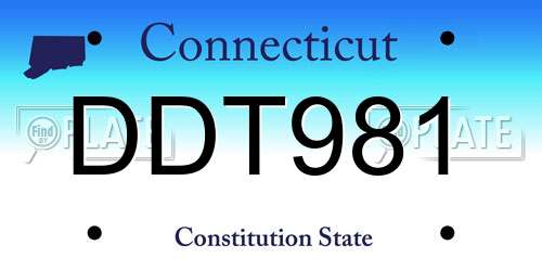 DDT981 Connecticut License Plate