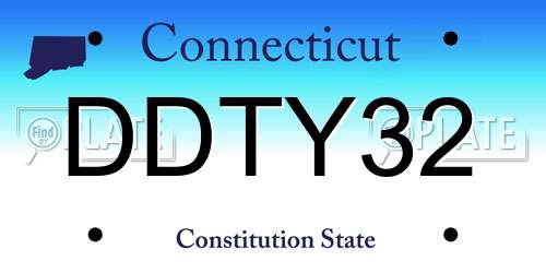 DDTY32 Connecticut License Plate