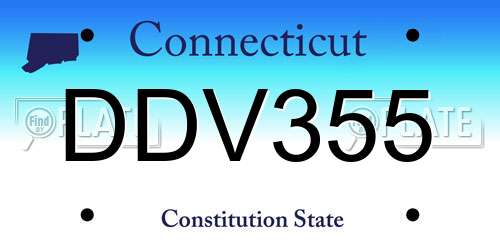 DDV355 Connecticut License Plate