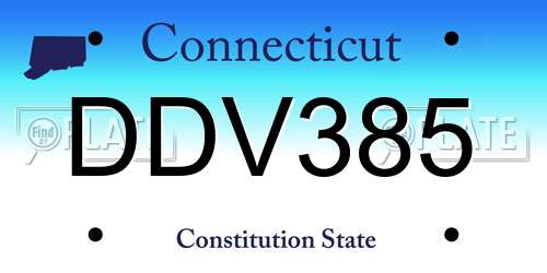 DDV385 Connecticut License Plate