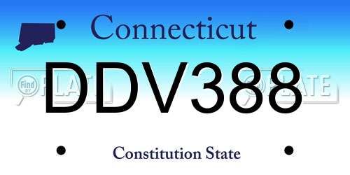 DDV388 Connecticut License Plate