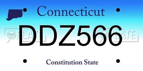 DDZ566 Connecticut License Plate
