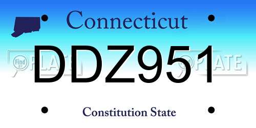 DDZ951 Connecticut License Plate
