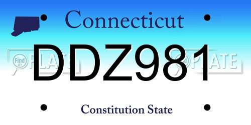 DDZ981 Connecticut License Plate