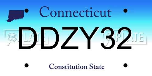 DDZY32 Connecticut License Plate