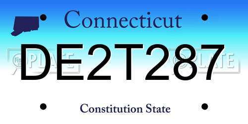 DE2T287 Connecticut License Plate
