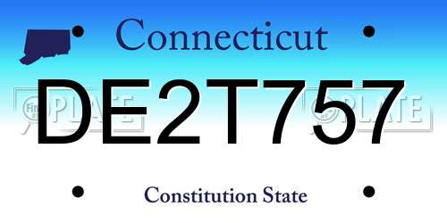 DE2T757 Connecticut License Plate