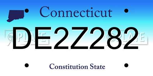 DE2Z282 Connecticut License Plate
