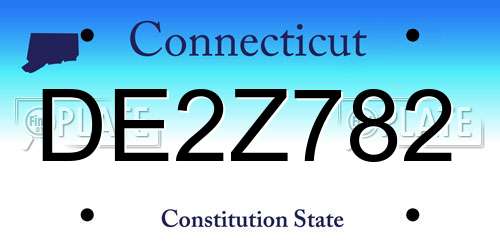DE2Z782 Connecticut License Plate