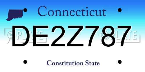 DE2Z787 Connecticut License Plate