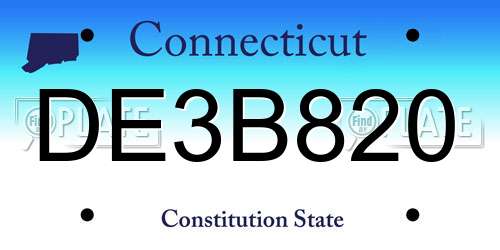 DE3B820 Connecticut License Plate