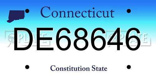 DE68646 Connecticut License Plate