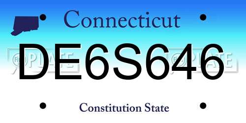 DE6S646 Connecticut License Plate