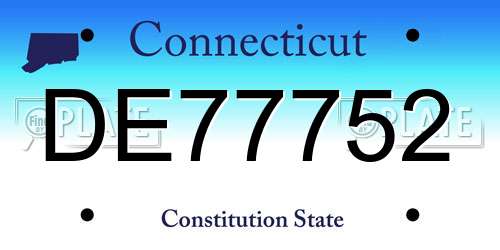 DE77752 Connecticut License Plate
