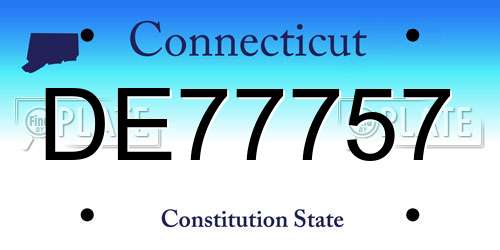 DE77757 Connecticut License Plate