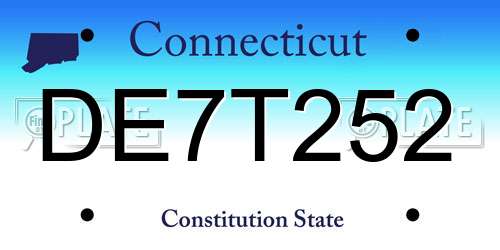 DE7T252 Connecticut License Plate