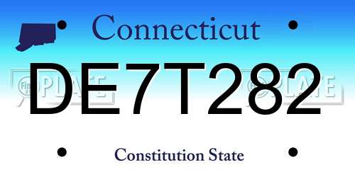DE7T282 Connecticut License Plate