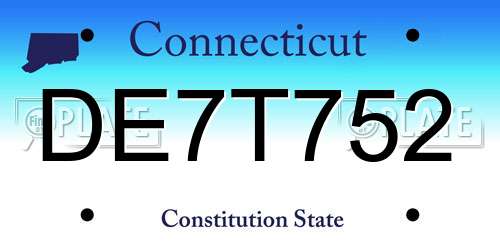 DE7T752 Connecticut License Plate