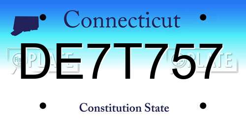 DE7T757 Connecticut License Plate