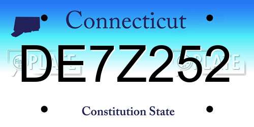DE7Z252 Connecticut License Plate