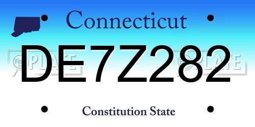 DE7Z282 Connecticut License Plate