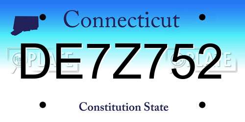 DE7Z752 Connecticut License Plate