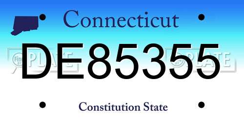 DE85355 Connecticut License Plate