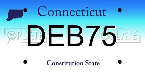 DEB75 Connecticut License Plate