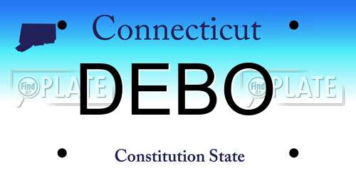 DEBO Connecticut License Plate