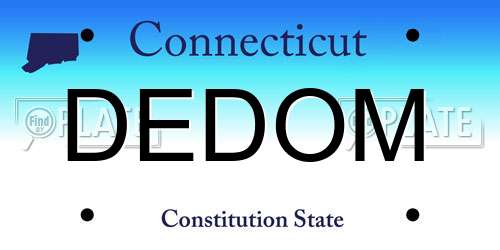 DEDOM Connecticut License Plate