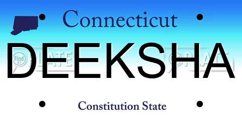 DEEKSHA Connecticut License Plate