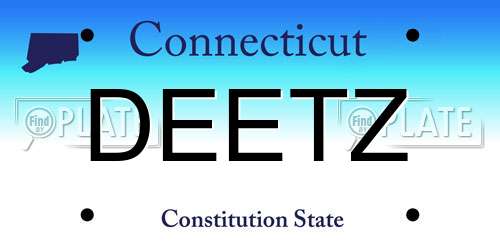 DEETZ Connecticut License Plate