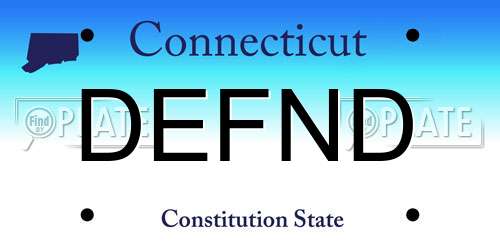 DEFND Connecticut License Plate