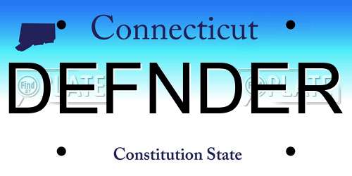 DEFNDER Connecticut License Plate