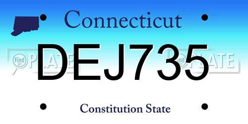 DEJ735 Connecticut License Plate