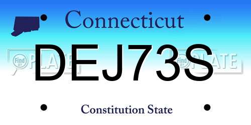 DEJ73S Connecticut License Plate