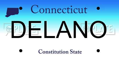 DELANO Connecticut License Plate