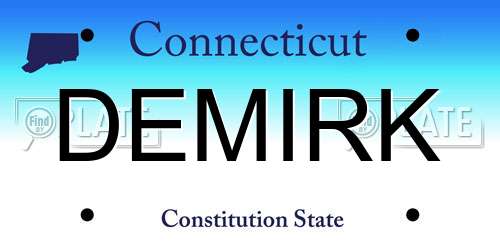 DEMIRK Connecticut License Plate