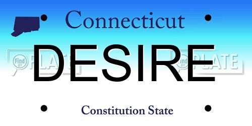 DESIRE Connecticut License Plate