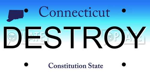 DESTROY Connecticut License Plate